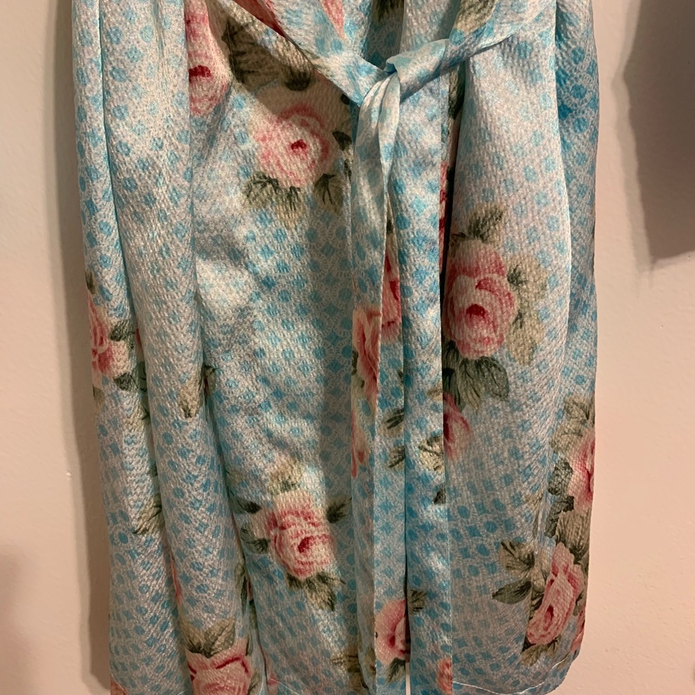 Beautiful Rose Accented Blue Robe - Picture 5 of 6